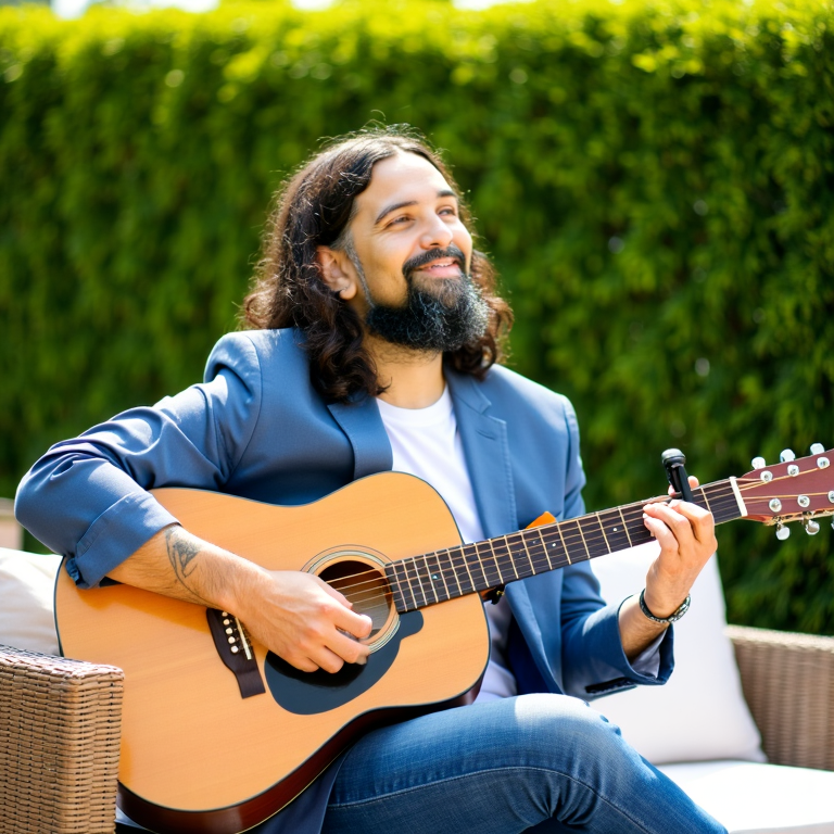 Seb qui joue de la guitare l'été